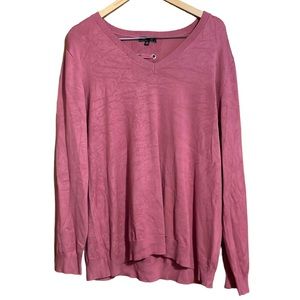 •LETY&ME•MAUVE LIGHTWEIGHT LACE UP BACK DETAIL KNIT SWEATER SIZE 2X